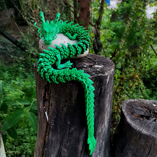 3D-Printed Articulated Dragon Figurine - Handcrafted Decor for Aquariums, Bedrooms, Desks, and Feng Shui Charm